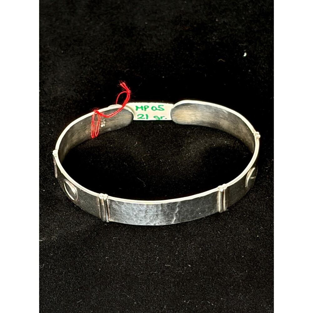 Peru 950 Fine Silver Single Band Cuff Bracelet Artisan Geometric Bangle 21g - Picture 10 of 13